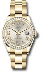 Rolex Yellow Gold Datejust 31 Watch - Diamond Bezel - Silver Diamond Six Dial - Oyster Bracelet - 278288RBR sdr6o