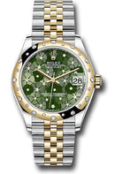 Rolex Yellow Rolesor Datejust 31 Watch - Domed, Diamond Bezel - Olive Green Floral Motif Diamond 6 Dial - Jubilee Bracelet - 278343rbr ogflomdj