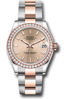 Rolex Steel and Everose Gold Datejust 31 Watch - 46 Diamond Bezel - RosŽ Index Dial - Oyster Bracelet - 278381RBR roio