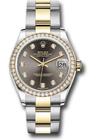 Rolex Steel and Yellow Gold Datejust 31 Watch - Diamond Bezel - Dark Grey Diamond Dial - Oyster Bracelet - 278383RBR dkgdo