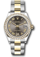 Rolex Steel and Yellow Gold Datejust 31 Watch - Diamond Bezel - Dark Grey Diamond Roman Six Dial - Oyster Bracelet - 278383RBR dkgdr6o