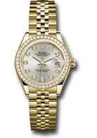 Rolex Yellow Gold Lady-Datejust Watch - 44 Diamond Bezel - Silver Diamond Dial - Jubilee Bracelet - 279138rbr sdj