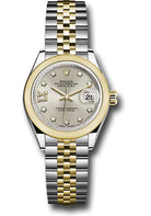 Rolex Steel and Yellow Gold Rolesor Lady-Datejust 28 Watch - Domed Bezel - Silver Diamond Star Dial - Jubilee Bracelet - 279163 s9dix8dj