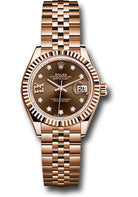 Rolex Everose Gold Lady-Datejust 28 Watch - Fluted Bezel - Chocolate Diamond Star Dial - Jubilee Bracelet - 279175 cho9dix8dj