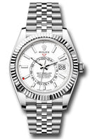 Rolex White Rolesor Sky-Dweller Watch - Fluted Ring Command Bezel - White Index Dial - Jubilee Bracelet - 336934 wij