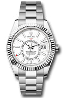 Rolex White Rolesor Sky-Dweller Watch - Fluted Ring Command Bezel - White Index Dial - Oyster Bracelet - 336934 wio