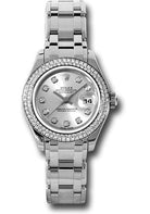 Rolex White Gold Lady-Datejust Pearlmaster 29 Watch - 116 Diamond Bezel - Silver Diamond Dial - 80339 sd