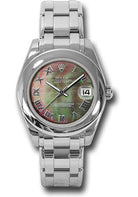 Rolex White Gold Datejust Pearlmaster 34 Watch - Domed Bezel - Grey Mother-Of-Pearl Roman Dial - 81209 dkmr