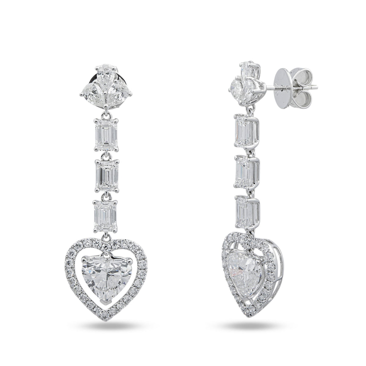 IGI certified Lab Grown Multi Shape Diamond Drop Earrings 6.94ctw in 10K white gold, additional view