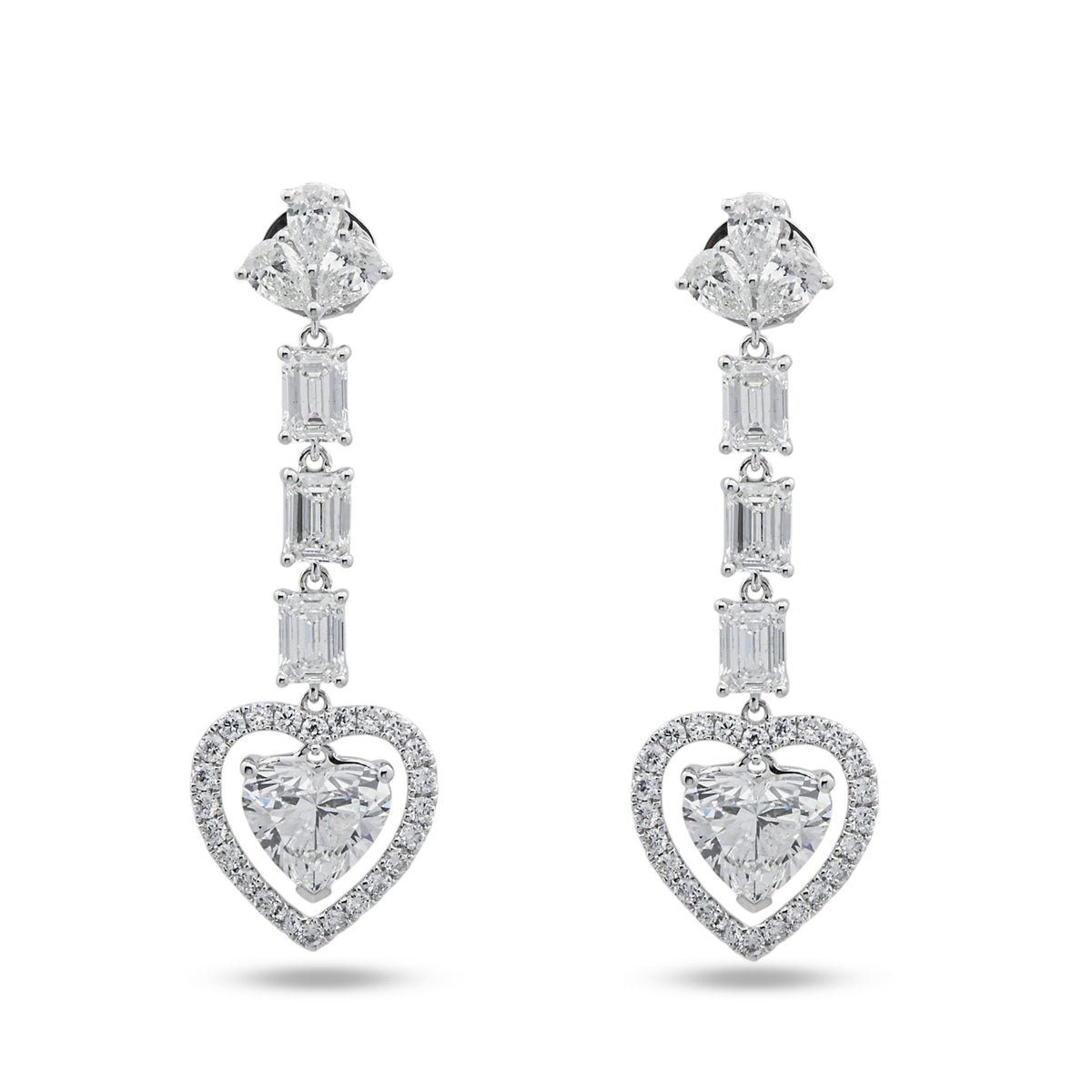 IGI certified Lab Grown Multi Shape Diamond Drop Earrings 6.94ctw in 10K white gold