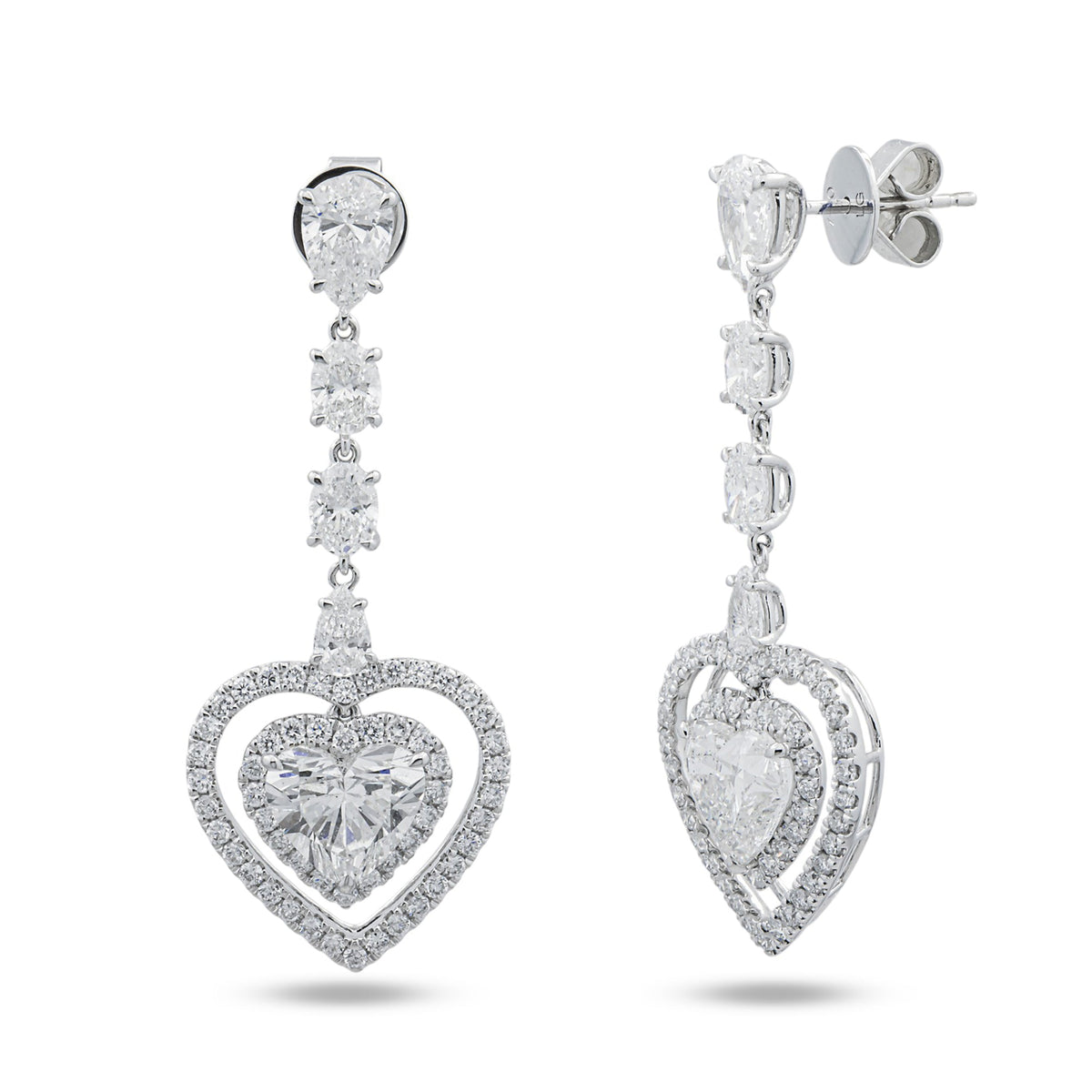 IGI certified Lab Grown Multi Shape Diamond Drop Earrings 7.88ctw in 10K white gold, additional view