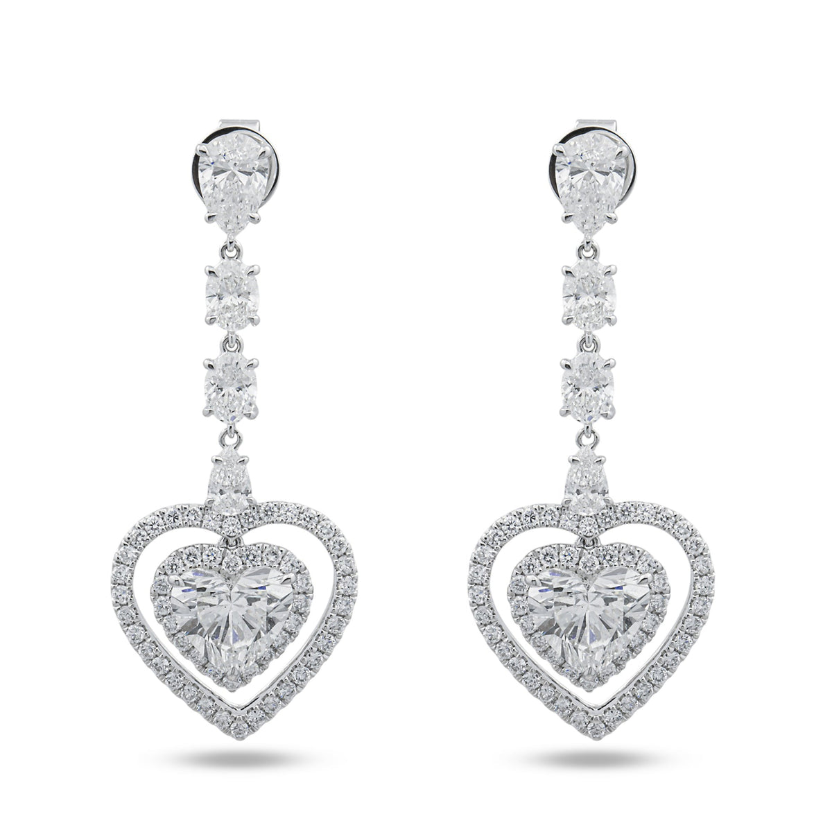 IGI certified Lab Grown Multi Shape Diamond Drop Earrings 7.88ctw in 10K white gold