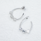 Lab Grown Emerald & Round Diamond Open Hoop Earrings 6.00ctw in 10K white gold, additional view
