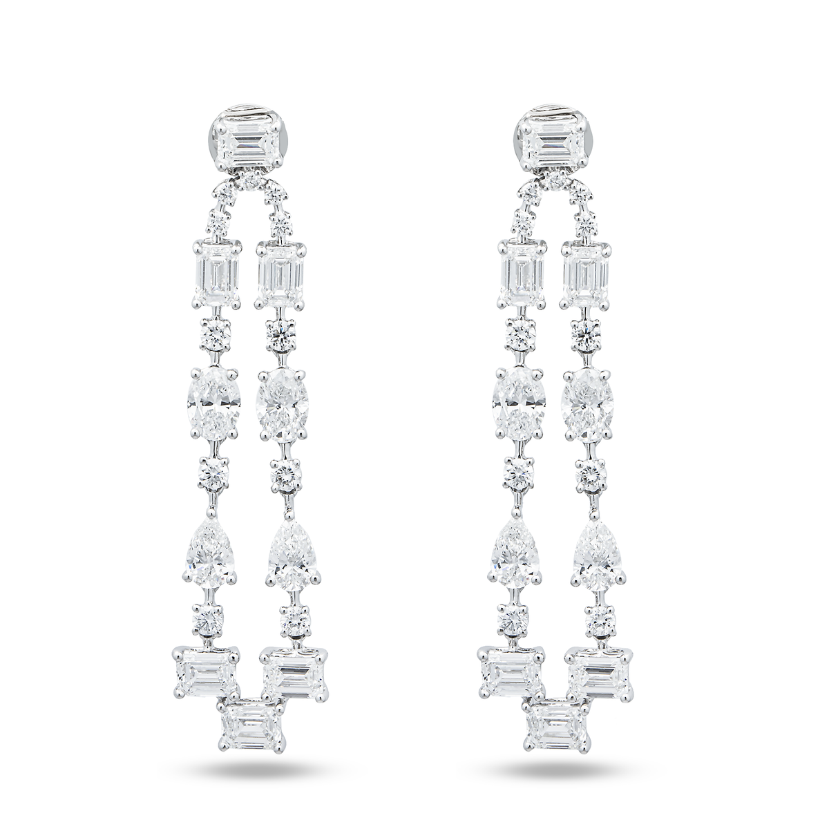Lab Grown Multi Shape Diamond Drop Earrings 9.00ctw in 10K white gold