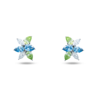 Lab Grown Fancy Blue & Green Diamond Ocean Garden Stud Earrings 5.11ctw in 10K white gold