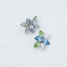 Lab Grown Fancy Blue & Green Diamond Ocean Garden Stud Earrings 5.11ctw in 10K white gold, additional view