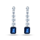 Emerald Cut Sapphire & Lab Grown Multi Cut Diamond Drop Earrings 11.27ctw in 10K white gold