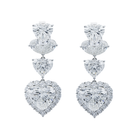 Lab Grown Heart Diamond Drop Earrings 18.02ctw in 10K white gold