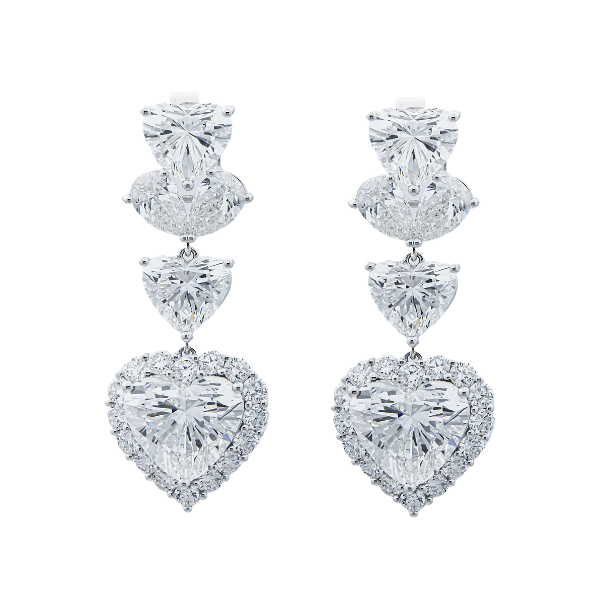Lab Grown Heart Diamond Drop Earrings 18.02ctw in 10K white gold