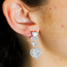 Lab Grown Heart Diamond Drop Earrings 18.02ctw in 10K white gold, alternate view