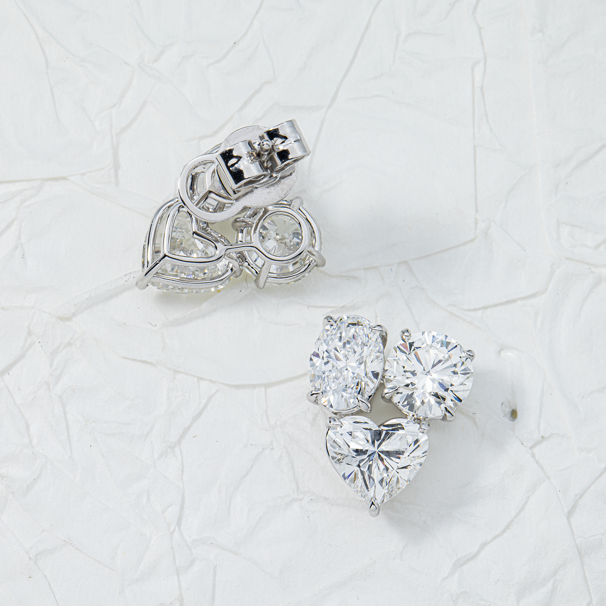 Lab Grown Multi Shape Diamond Stud Earrings 7.48ctw in 10K white gold, additional view