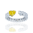 Lab Grown Fancy Yellow & White Heart Diamond Wrap Ring 5.11ctw in 10K White Gold