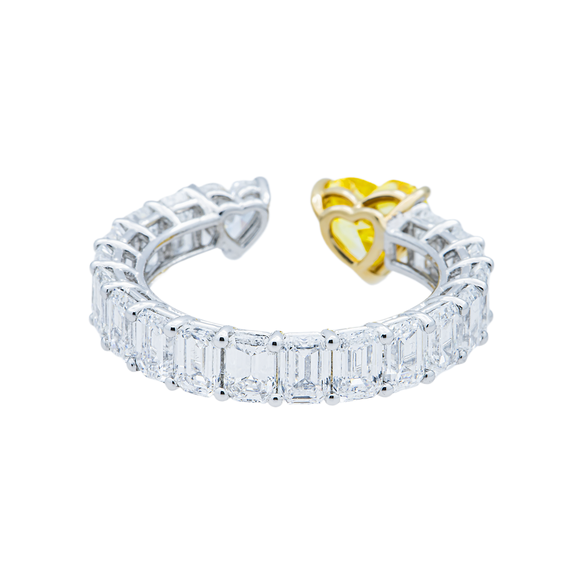 Lab Grown Fancy Yellow & White Heart Diamond Wrap Ring 5.11ctw in 10K White Gold, additional view