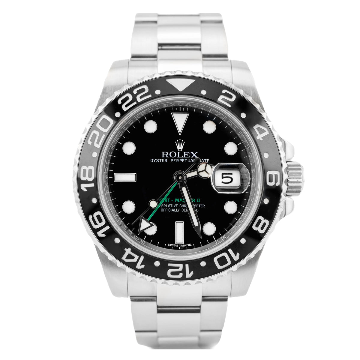 Rolex Steel GMT-Master II 40, Black Ceramic Bezel, Black Dial, Oyster Bracelet, Ref. 116710LN