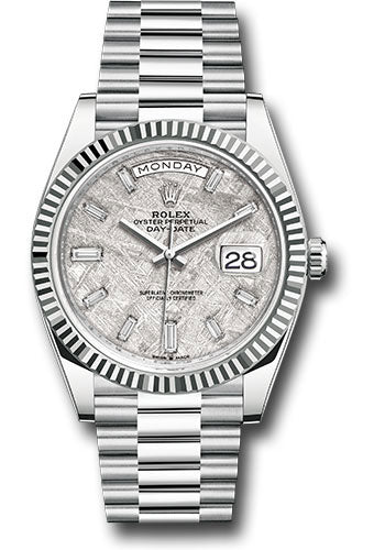 Rolex 40mm Platinum Day Date  Meteorite Baguette