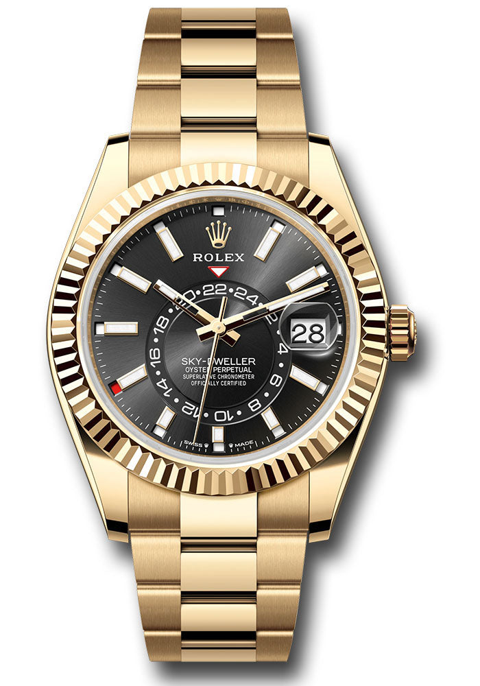 Rolex Yellow Gold Sky-Dweller Watch Black Index Dial 336938