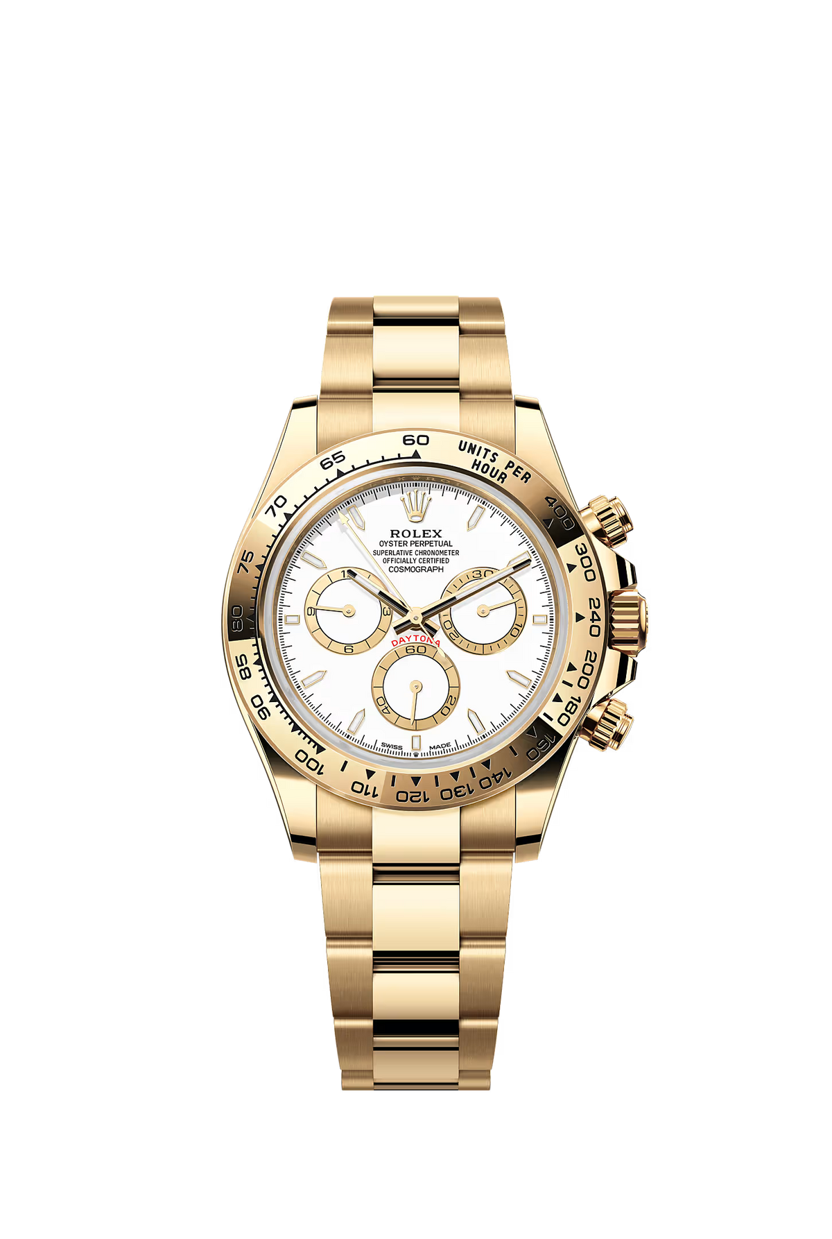 Rolex Yellow Gold Daytona 40, Yellow Gold Bezel, White Index Dial, Oyster Bracelet, Ref. 126508