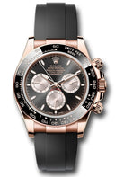 Rolex Everose Gold Daytona 40, Black Ceramic Bezel, Black Index Dial, Black Oysterflex, Ref. 126515LN