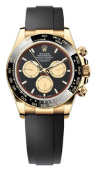 Rolex Yellow Gold Daytona 40 "Paul Newman", Black Ceramic Bezel, Golden and Black Paul Newman Dial, Black Oysterflex, Ref. 126518LN