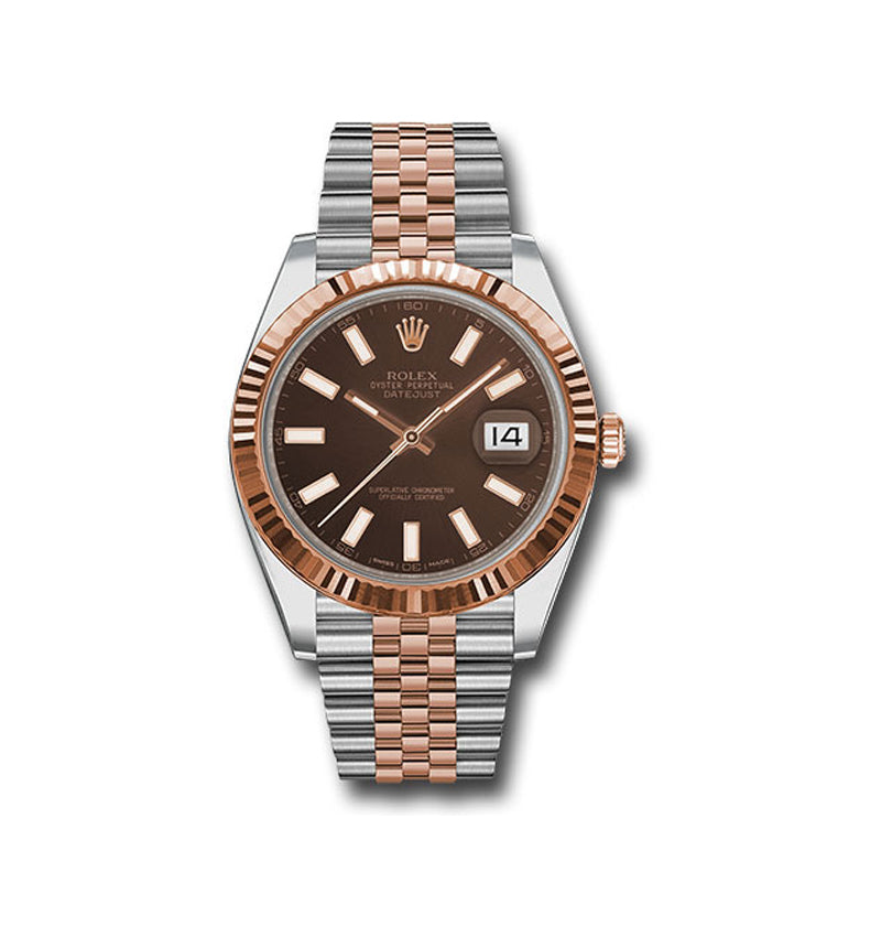 Rolex Steel and Everose Rolesor Datejust 41mm Chocolate Index Dial 126331 choij