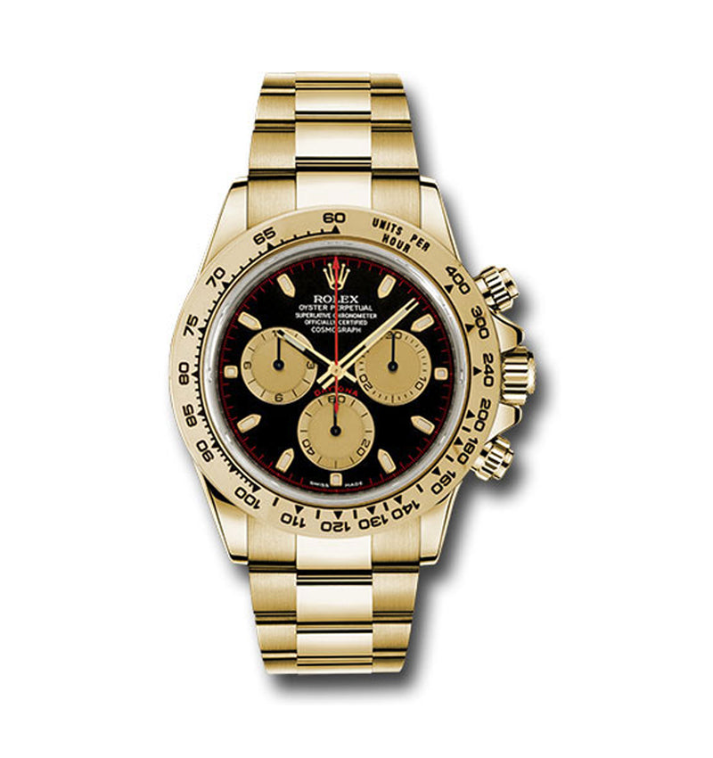Rolex Yellow Gold Cosmograph Daytona 40 Watch - Black And Champagne Index Dial - 116508 bkchi