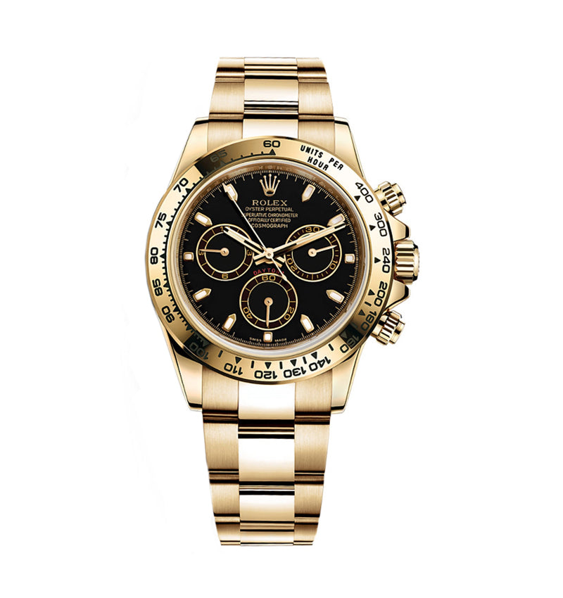 Rolex Yellow Gold Cosmograph Daytona 40 Watch - Black Index Dial - 116508 bki
