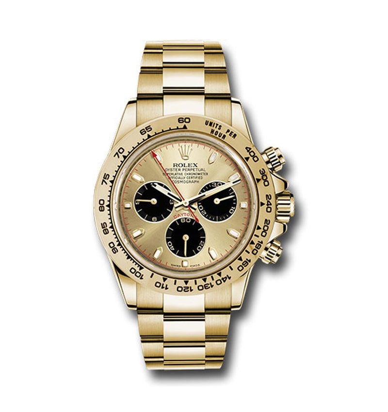 Rolex Yellow Gold Cosmograph Daytona 40 Watch - Champagne and Black Index Dial - 116508 chbki